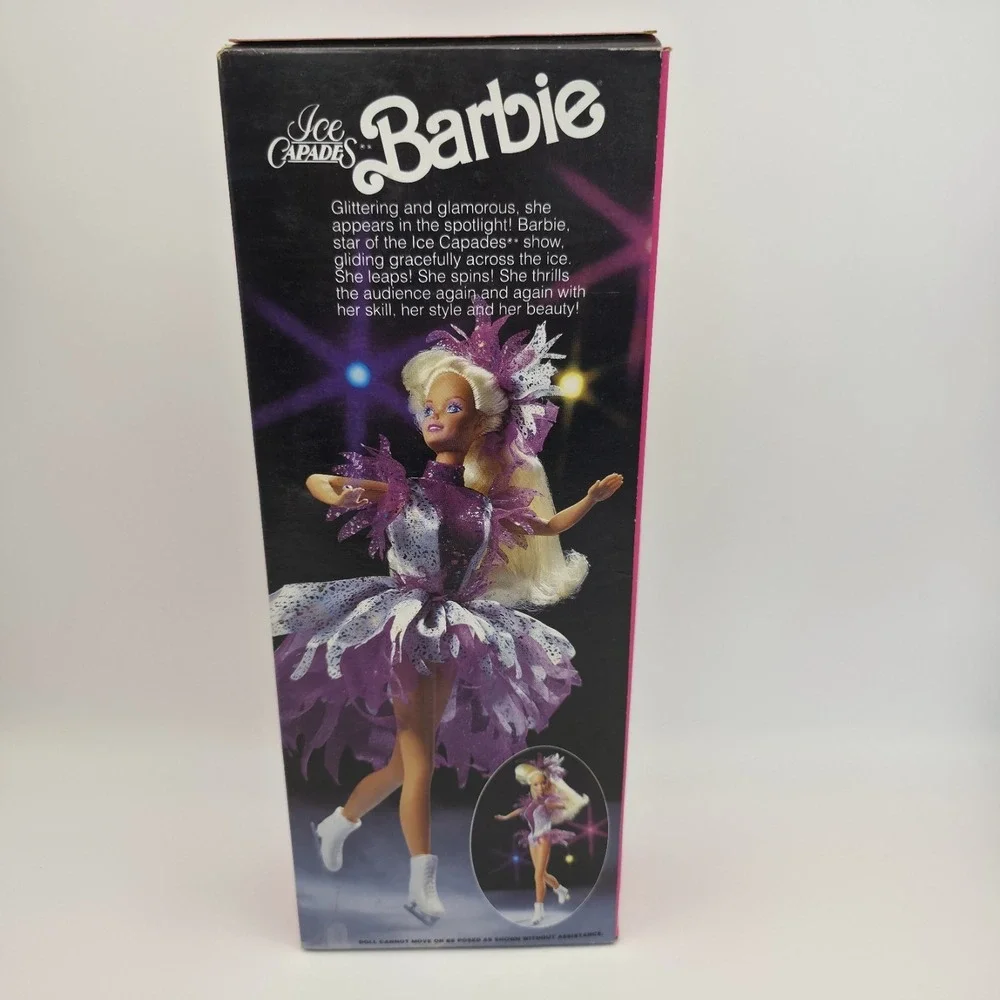 Vtg Mattel Ice Capades Barbie 1990 Doll Practice Suit Show Skirt  Ring Box
